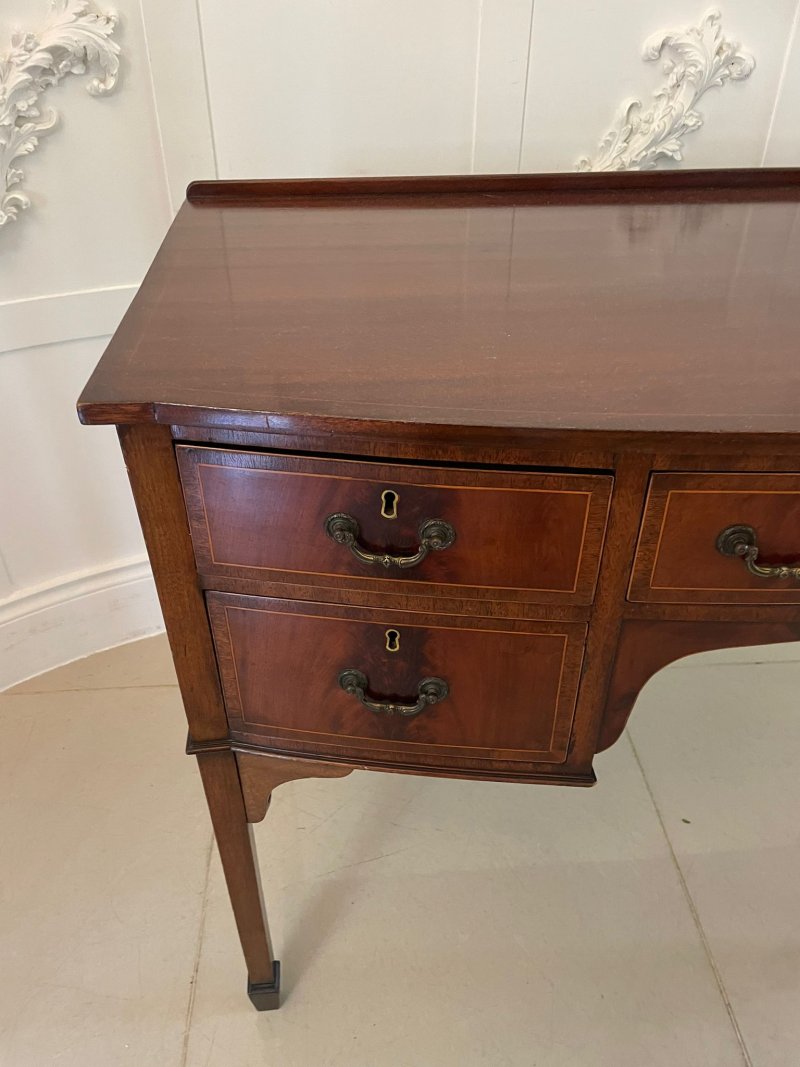 Antique Edwardian Mahogany Bow Front Inlaid Sideboard - Image 8
